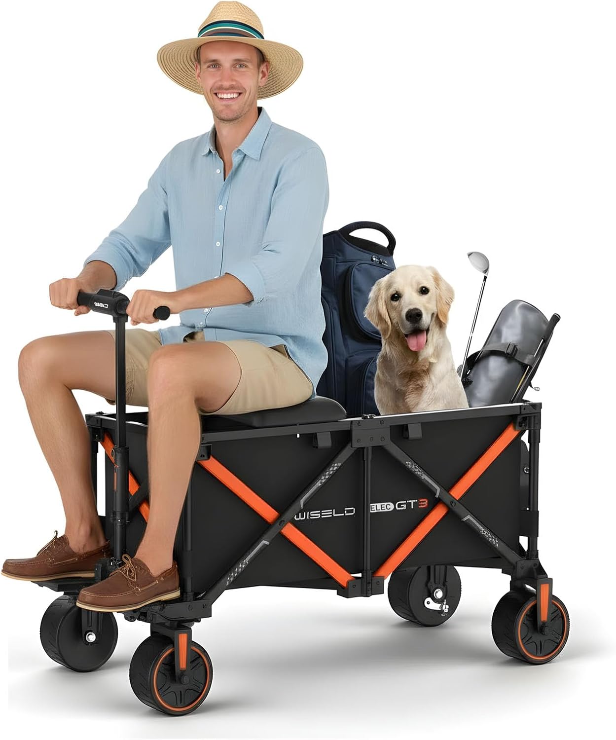 WISELD GT3 Utility Electric Ridable Wagon 4WD