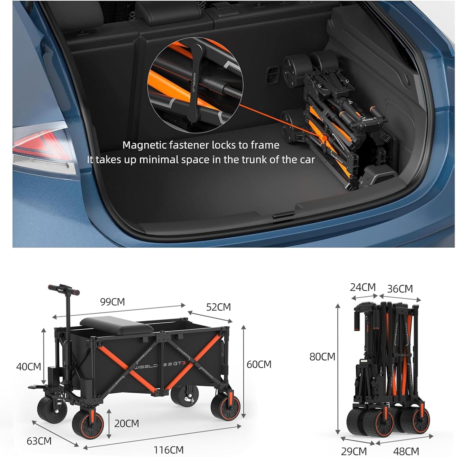 WISELD GT3 Utility Electric Ridable Wagon 4WD