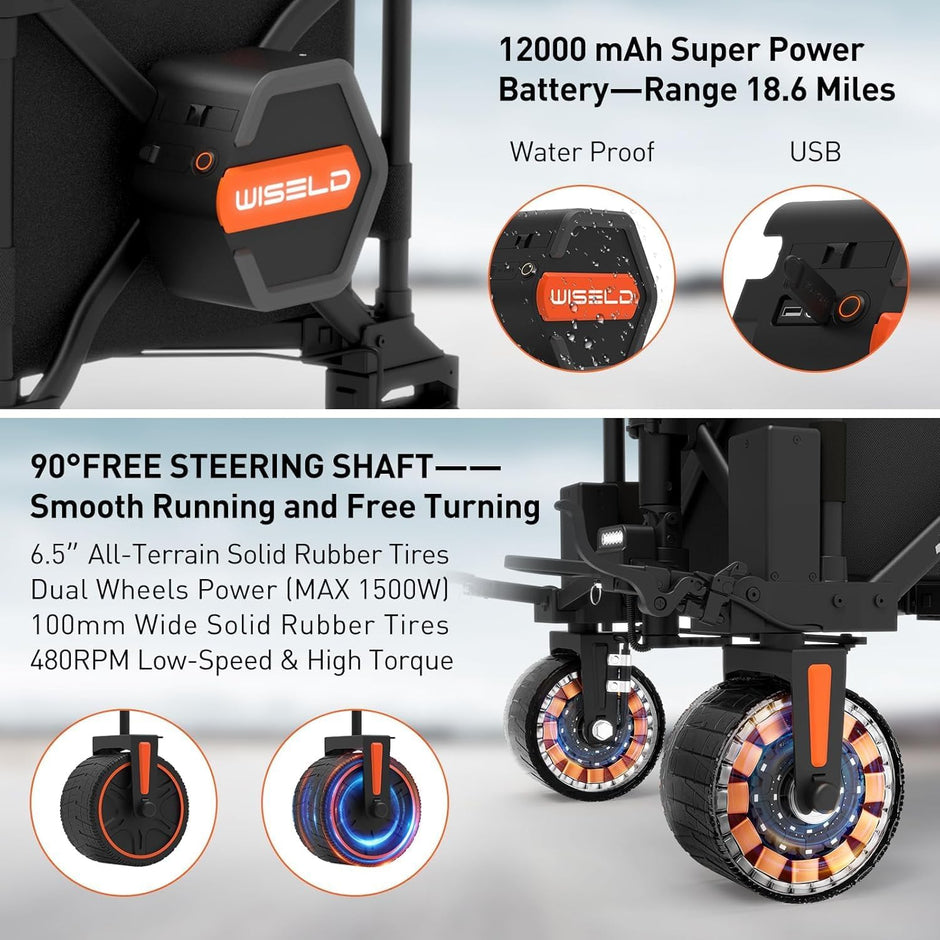 WISELD GT3 Utility Electric Ridable Wagon 4WD