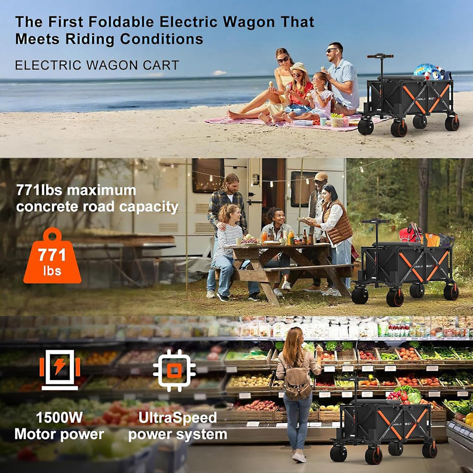 WISELD GT3 Utility Electric Ridable Wagon 4WD